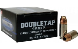 DoubleTap Ammunition 9MM124HP20 9mm +P 124 GR20 Per Box/ 50 Case - 20rd Box