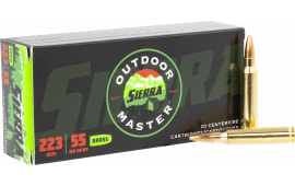 Sierra A937532 Outdoor Master 223 Rem 55 GRHollow Point Boat Tail 20 Per Box/ 10 Case - 20rd Box