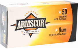 Armscor 50043PH USA 9mm 115 GRFull Metal Jacket 50 Per Box/ 20 Case - 50rd Box