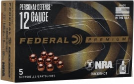 Federal PD132NRA00 Premium Personal Defense 12GA 2.75" 00 Buck Shot 5 Per Box - 5sh Box