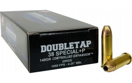 DoubleTap Ammunition 38SP148CE 38 Special 148 GRControlled Expansion Jacketed Hollow Point 20 Per Box/ 50 Case - 20rd Box