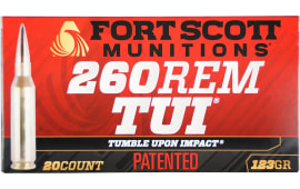 Fort Scott Munitions 260123SCV2 Tumble Upon Impact (TUI) 260 Rem 123 GRSolid Copper Spun 20 Per Box/ 25 Case - 20rd Box
