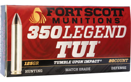 Fort Scott Munitions 350125SCV Tumble Upon Impact (TUI) Rifle 350 Legend 125 GRSolid Copper Spun 20 Per Box/ 10 Case - 20rd Box