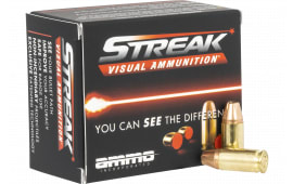 Ammo Inc 9124JHPSTRKRED Streak Visual (RED) 9mm Luger 124 GRJacket Hollow Point 20 Per Box/ 10 Case - 20rd Box