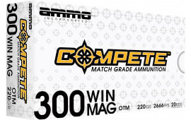 Ammo Inc 300WM190BTHPA20 Match 300 Win Mag 190 GRBoat Tail Hollow Point 20 Per Box/ 10 Case - 20rd Box