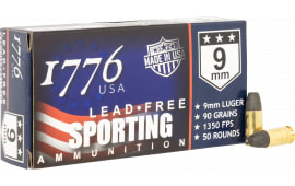 1776 USA 1776009090 Lead Free Sporting 9mm Luger 90 GRLead Free Ball 50 Per Box/ 20 Case - 50rd Box