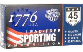 1776 USA 1776045140 Lead Free Sporting 45 ACP 140 GRLead Free Ball 50 Per Box/ 20 Case - 50rd Box