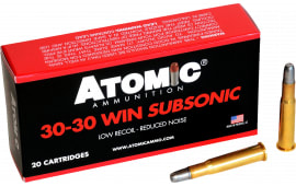 Atomic Ammunition 00410 Subsonic 30-30 Win 165 GRLead Round Nose Flat Point 20 Per Box/ 10 Case - 20rd Box