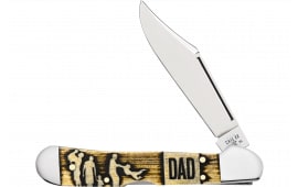Case 10629 Father's Day Folding Plain Mirror Polished Stag Bone/Nickle HandleComes in a Tin