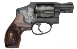 Smith & Wesson 150785 442 Machine Engraved Double .38 Special 1.875" 5 Engraved Wood Blued Revolver