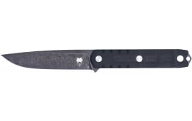 CobraTec Knives CTOWBLKDNS Outdoor Warrior 4.50" Fixed Drop Point Plain Stonewashed D2 Steel Blade, 4.75" Black Textured G10 Scales Handle