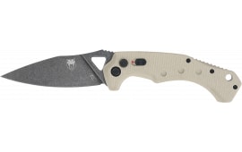 CobraTec Knives TANAFRYK Ryker 3.75" Folding Plain Black Stonewashed D2 Steel Blade, 5" Tan Textured G10 Handle