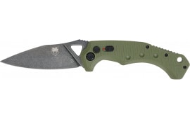 CobraTec Knives ODGAFRYK Ryker 3.75" Folding Plain Black Stonewashed D2 Steel Blade, 5" OD Green Textured G10 Handle