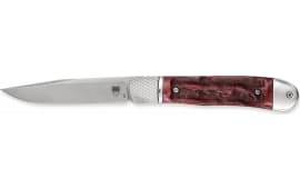 CobraTec Knives CTTHRRED Trapper Hidden Release 3.12" OTF Drop Point Plain Satin D2 Steel Blade, 4.25" Red Textured Bone Handle