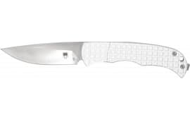 CobraTec Knives CTCLNHRSIL Cyclone Hidden Release 3" OTF Plain Satin D2 Steel Blade, 4" White Aluminum Handle