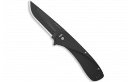 Outdoor Edge VX130B Razor VX1 EDC 3" Folding Plain Black Oxide 420J2 SS Blade, Black Anodized Aluminum Handle