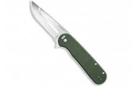 Outdoor Edge VX330B Razor VX3 EDC 3" Folding Drop Point Plain Satin 420J2 SS Blade, Green Micarta Handle
