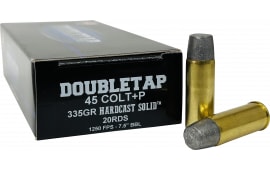 DoubleTap Ammunition 45P335HC 45Colt+P 335 GR Hard Cast Solid 20 Per Box/25 Case - 20rd Box
