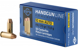 PPU PPH10F Handgun 10mm Automatic 170 GR Flat Point Jacketed - 50rd Box