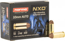 Norma Ammunition 611340020 Self Defense NXD 10mmAuto 93 GR 20 Per Box/10 Case - 20rd Box