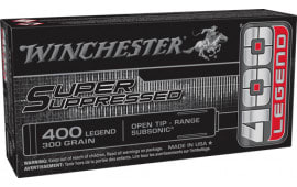 Winchester Ammo SUP400 Super Suppressed 400Legend 300 GR Open Tip 20 Per Box/10 Case - 20rd Box
