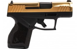 Taurus GX4 1-GX4M931-G Pistol, 9mm Luger, 3.06" Barrel, 11/13 Rd, Striker-Fired, Black Frame/Gold PVD Slide, DLC Barrel, Two Backstrap Options