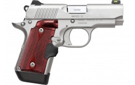 Kimber Mfg.,inc 3700482 Micro 9 Stainless 9mm 7+1 3.15" Satin Silver Slide Rosewood Grip
