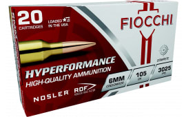 Fiocchi 6CMRD Hyperformance Match 6mmCreedmoor 105 GR Nosler Reduced Drag Factor 20 Per Box/10 Case - 20rd Box