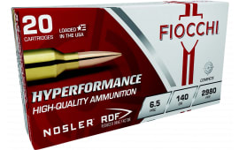 Fiocchi 65PRCRD Hyperformance Match 6.5PRC 140 GR Nosler Reduced Drag Factor 20 Per Box/10 Case - 20rd Box