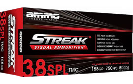 Ammo Inc 38158TMCSTRKRED50 Streak Visual (RED) 38Special 158 GR Total Metal Case 50 Per Box/20 Case - 50rd Box