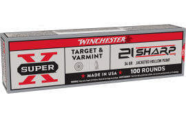 Winchester Ammo X21JHP Super X 21Sharp 34 GR Jacketed Hollow Point 100 Per Box/20 Case - 100rd Box