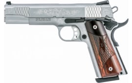 Smith & Wesson 10270 1911 Engraved Single 45 ACP 5" 8+1 Laminate Wood Grip Stainless Steel
