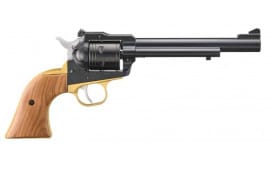 Ruger Super Wrangler, 6 Shot, 5.50" Hammer Forged, Midnight Blue Cerakote Barrel & Frame, Brass Cerakoted Trigger Guard w/ Wood Grips Revolver - 2060