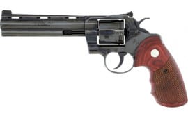 Colt Python PYTHON-BP6WTS Revolver, 357 Magnum, 6" Barrel, 6 Rounds, DA/SA, Blued Finish, Brass Bead Front Sight, Snake Scale Walnut Grips.