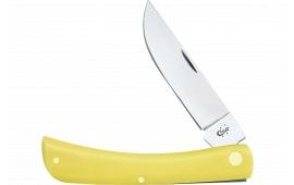 Case 00038 Yellow Synthetic Sod Buster Folding Skinner Plain Tumble Polish Carbon Steel Blade/Smooth Yellow Synthetic Handle