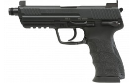 HK 81001117 HK45 V1 10+1 4.46" Black Threaded Barrel, Black Cerakote Serrated Steel Slide, Black Polymer Frame w/Picatinny Rail, Ambidextrous