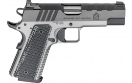 Springfield Armory PX9217L 1911 Emissary 9+1 4.25" Bull Barrel, Stainless Steel Frame w/ Beavertail, Serrated Blued Carbon Steel Slide, Black VZ Thin-Line G10 Grip