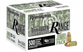 Remington Ammunition R27779 Range Jumbo Pack 9mmLuger 115 GR Full Metal Jacket 500/Box - 500rd Battle Pack