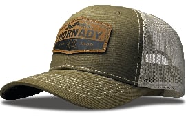 Hornady 2Tone Mountain Trucker Hat Sage Adjustable Snapback, Leather Patch, 6-Panel Structured, 32170
