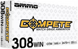 Ammo Inc Compete 308Win 168 GR Open Tip Match 20 Per Box/10 Case - 20rd Box