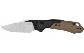 Kershaw 7851 Launch 19 Automatic 3.30" Folding Clip Point Plain Black Satin Cerakote CPM 154 SS Blade, Black Aluminum/Brown G10 Handle