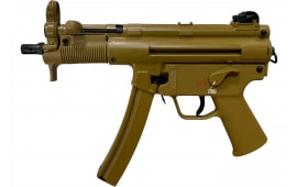 HK 81001076 SP5K-PDW RAL8000 30+1 4.53" Black Navy-Style Threaded Barrel, Flat Dark Earth Earth Cerakote Steel Receiver & Frame, FDE Polymer Grip, 2 Magazines