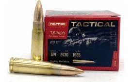 Norma Ammunition 295540020 Range & Training 7.62x39mm 124 GR 20 Per Box/50 Case - 20rd Box