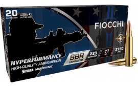 Fiocchi 223SBRD Hyperformance 223Rem 77 GR Hollow Point Boat Tail 20 Per Box/10 Case - 20rd Box