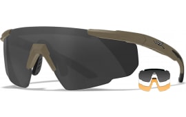 Wiley X 308T Saber Advanced Smoke Gray/Clear/Light Rust Lens Polycarbonate Matte Tan Frame