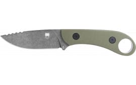 CobraTec Knives SD2DNSODGGEN2 Skinner Gen II 3.50" Fixed Plain Stonewashed D2 Steel Blade, 4.31" OD Green Textured G10 Scales Handle w/Finger Ring