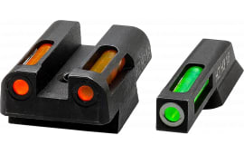 HiViz CZN421 LiteWave H3 Fiber-Optic Sight Set Green Tritium/White Outline w/ Litepipes Orange Fits CZ 75, 85, P-01