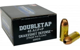 DoubleTap Ammunition .45 ACP +P 275gr JHP Snake Shot Handgun Ammunition 20ct - 20
50 rounds