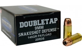 DoubleTap Ammunition 9mm Luger 145gr JHP+#9 Shot Snake Shot Defense Handgun Ammunition - 20
50 rounds - 9MMSS20