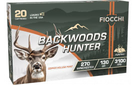 Fiocchi Backwoods Hunter .270 Win 130gr Copper Hollow Point 20 Round Box, Brass Case